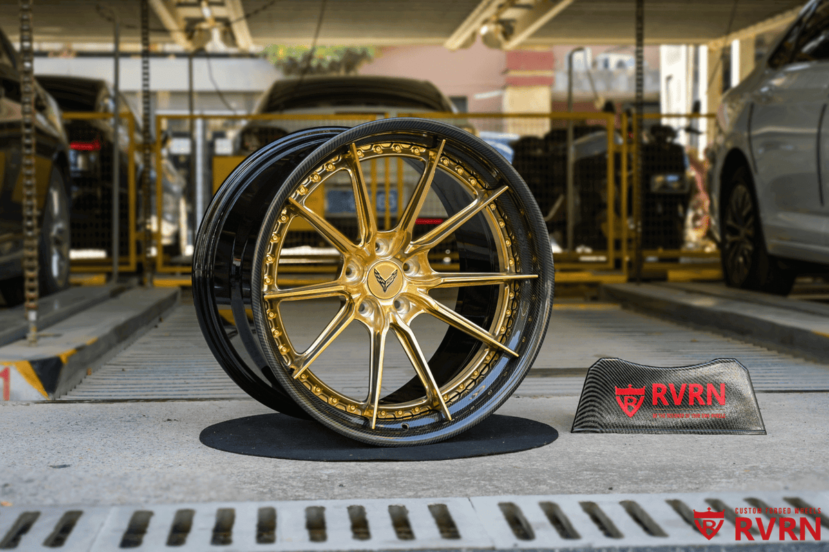 2025 Corvette C8 E-Ray Custom Polished Frozen Gold Forged Wheels: RV-DC05
