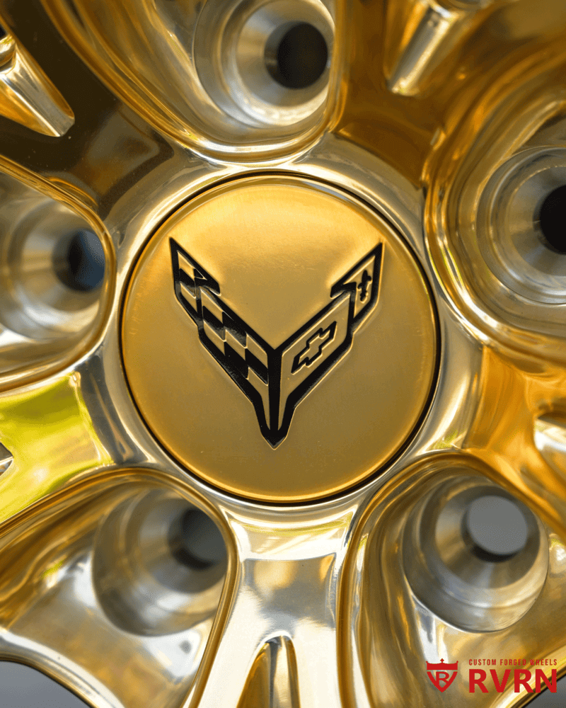 Mirror polished Frozen Gold finish on RVRN forged rim