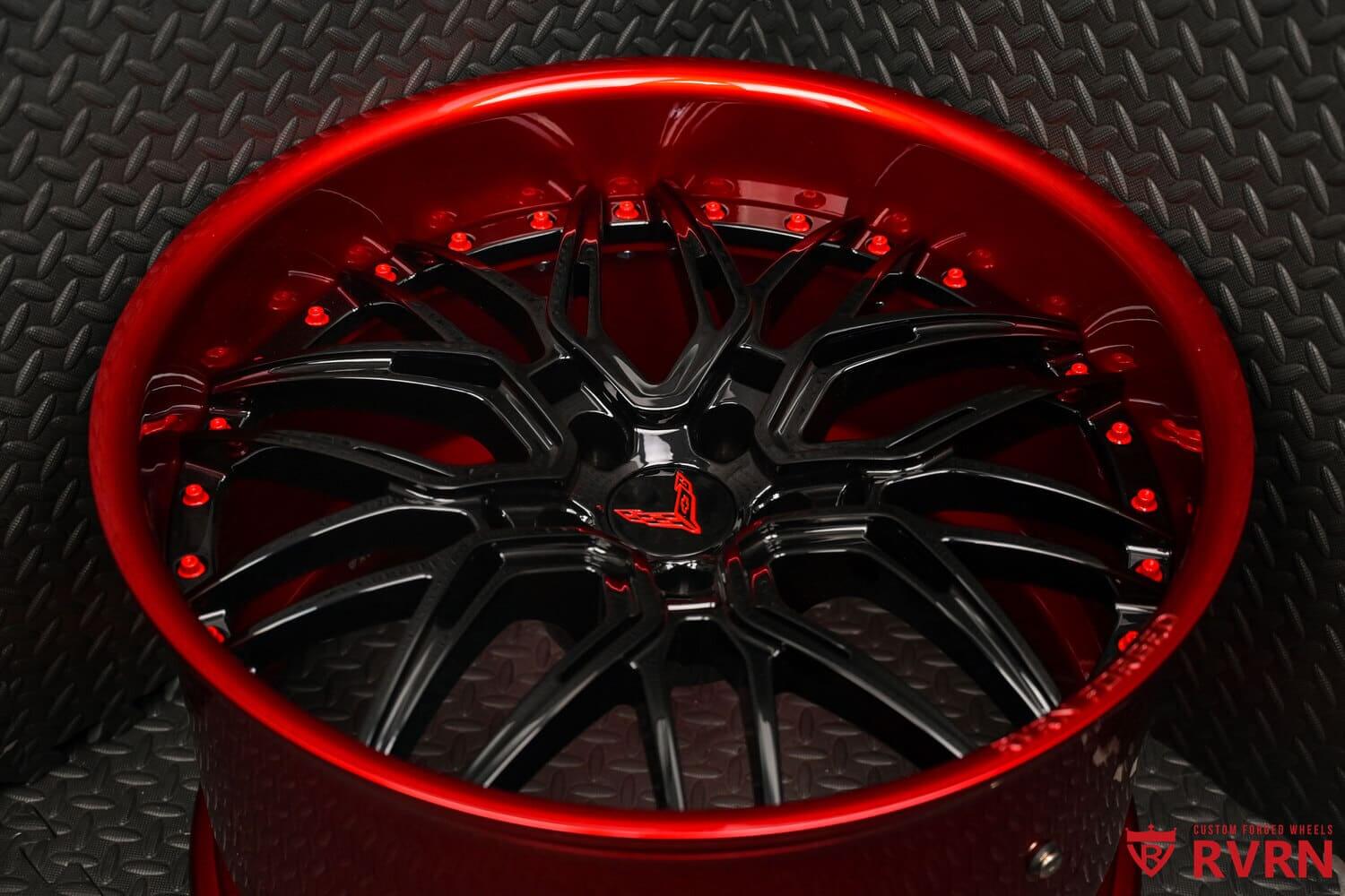 Red and Black Wheels for Corvette – 2025 C8 E-Ray RV-T081 – RVRN WHEELS