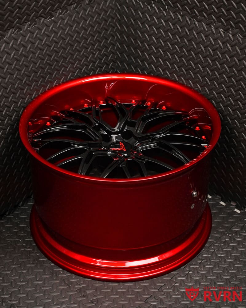 Deep dish Corvette wheels RV-T081 forged red and black design