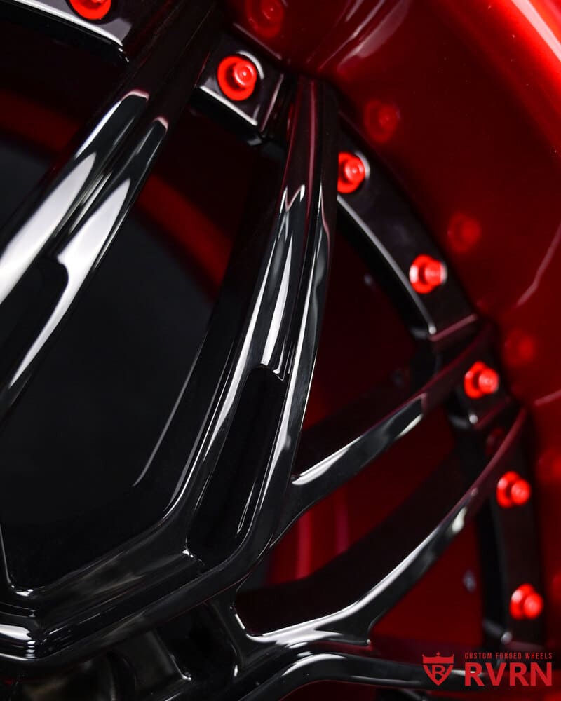 20x10 deep dish forged Corvette wheel RV-T081 red and black finish