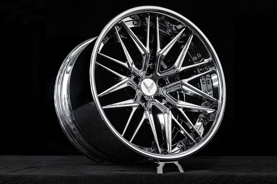 2025 Corvette C8 Z06 Custom Concave Chrome 20x10-21x13 Forged Wheels: RV-T081