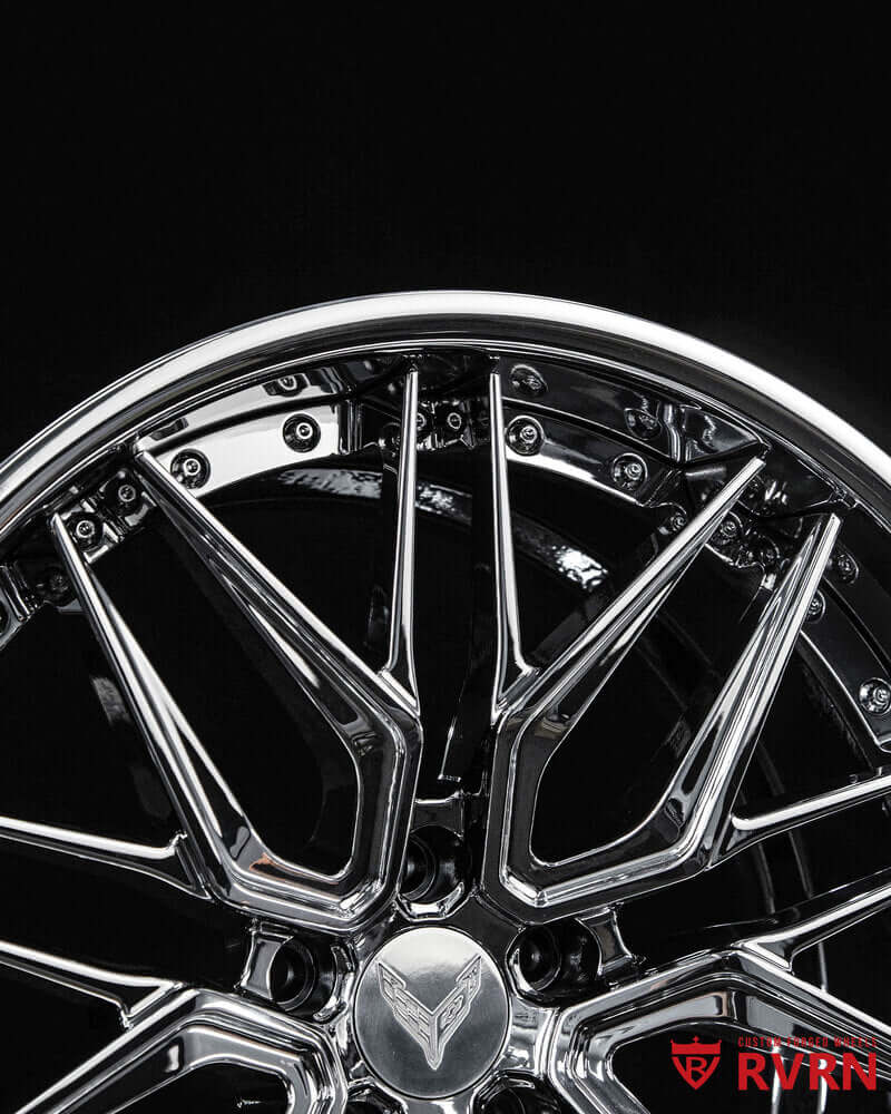 Corvette C8 Z06 custom forged rims RV-T081 chrome detail
