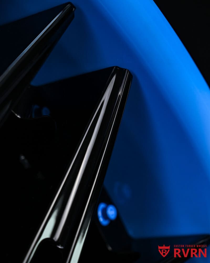 Rapid Blue paint paired with custom forged black rims