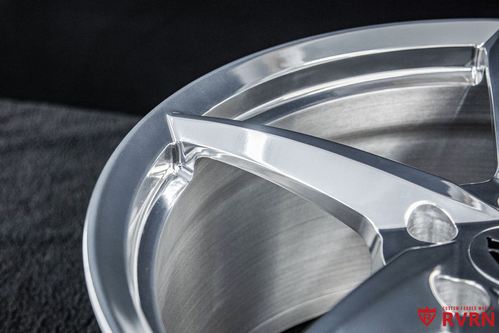 Side profile showcasing polished aluminum finish on 2025 Corvette Stingray forged wheels