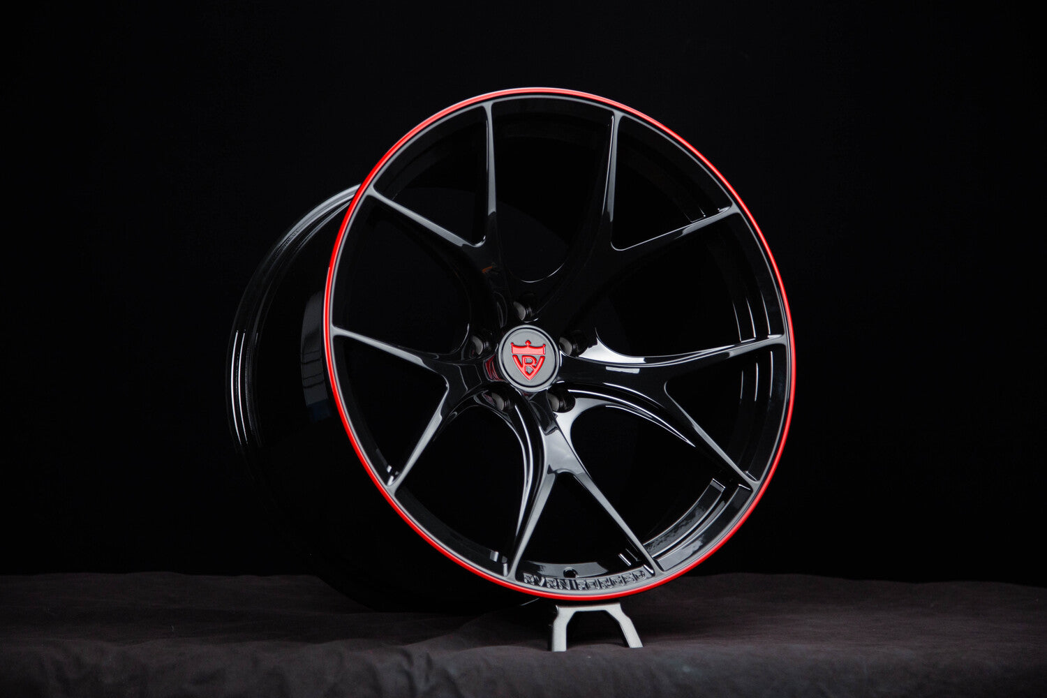 Corvette C8 Rims: Custom RV-MR05 Gloss Black & Red Wheels – RVRN WHEELS