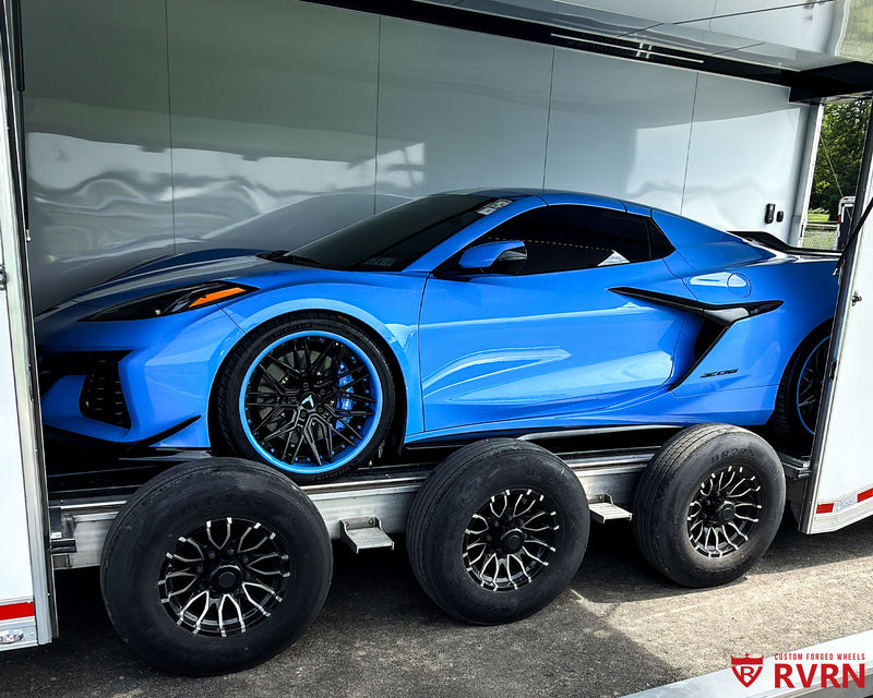 2025 Corvette C8 Z06 Convertible with RVRN RV-T081 forged wheels, 20×10J +27 front and 21×13J +27 rear