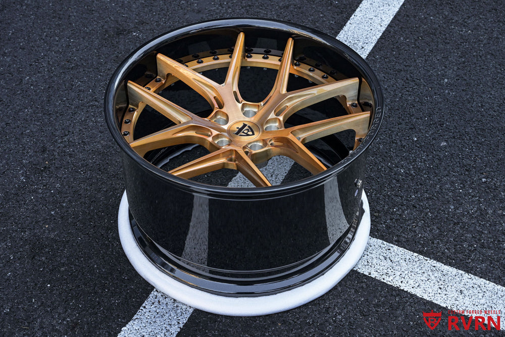 Corvette C8 E-Ray forged wheels 20x10 21x13 front view brushed light bronze spokes custom forged wheels design your own wheels