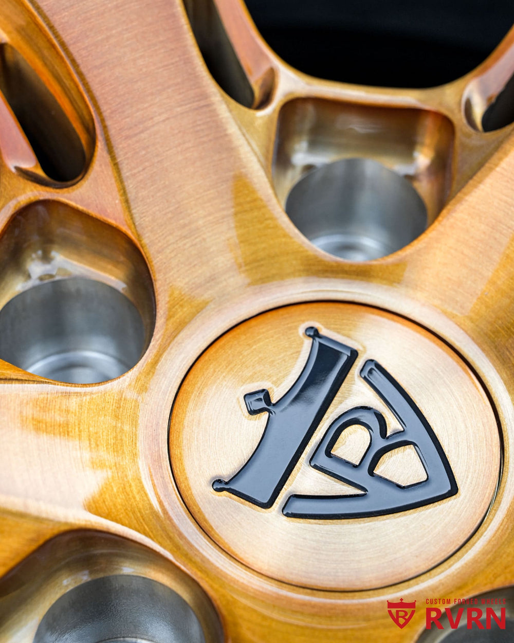 Corvette C8 front 20x10 forged wheel brushed bronze spoke angle view custom lightweight performance wheel