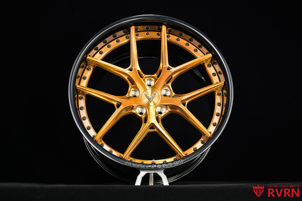 Carbon Flash Metallic wheels Corvette C8 E-Ray black barrel gloss finish 2-piece forged wheels