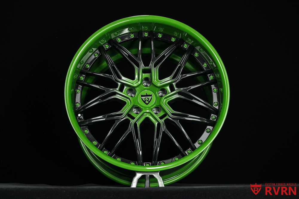 Corvette C8 E-Ray forged wheels deep dish rear 21x13 Roswell Green barrel RV-T081 custom performance wheel