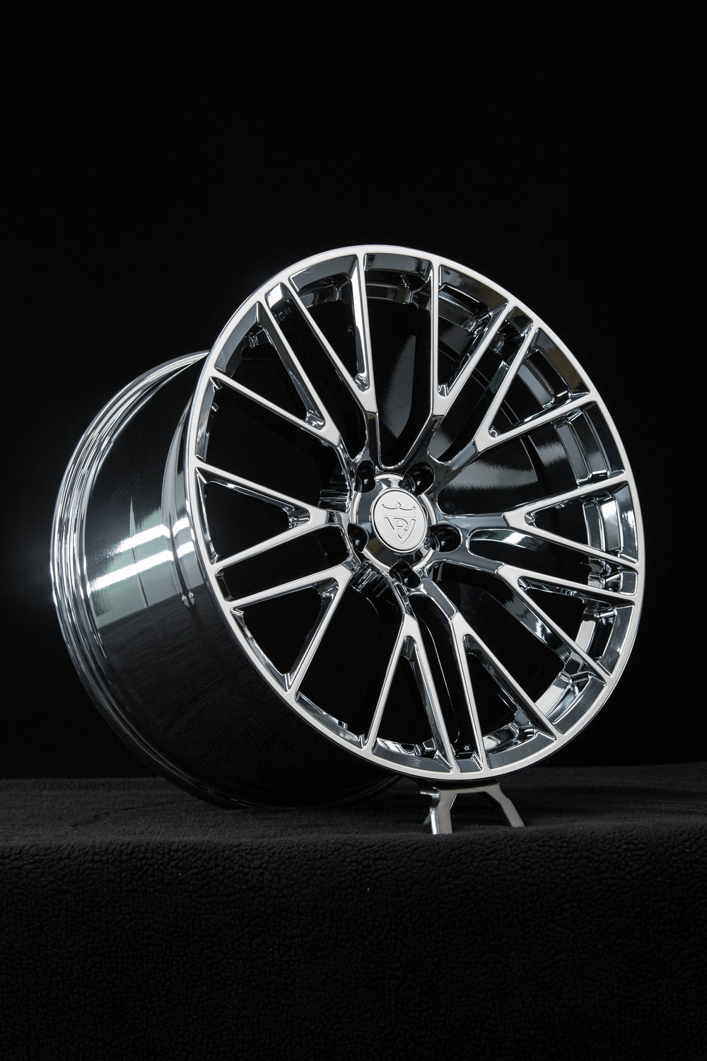 20x9 chrome forged Corvette C8 custom wheel RV-MC65 front fitment