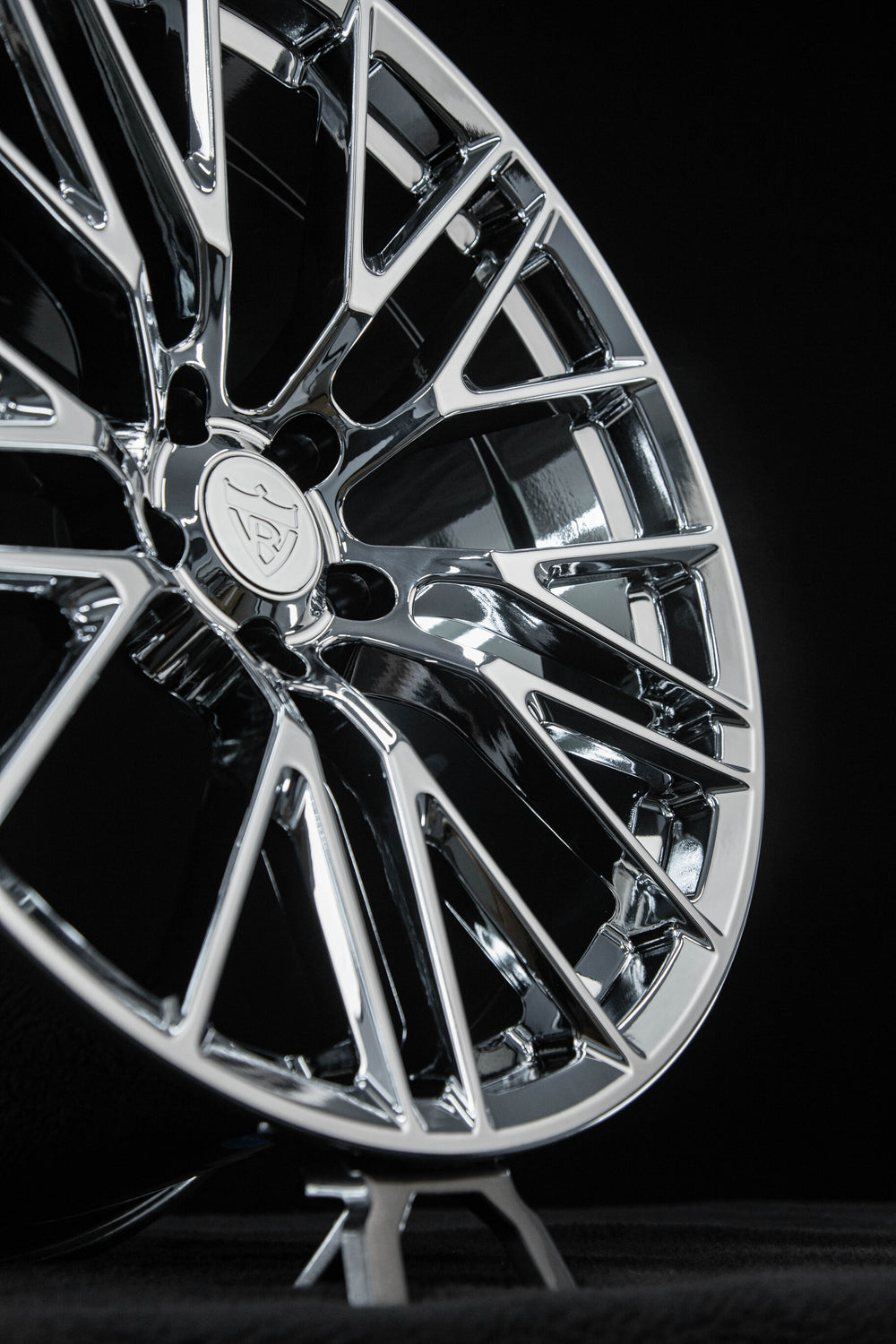 Custom forged Corvette C8 RV-MC65 wheels rear angle view