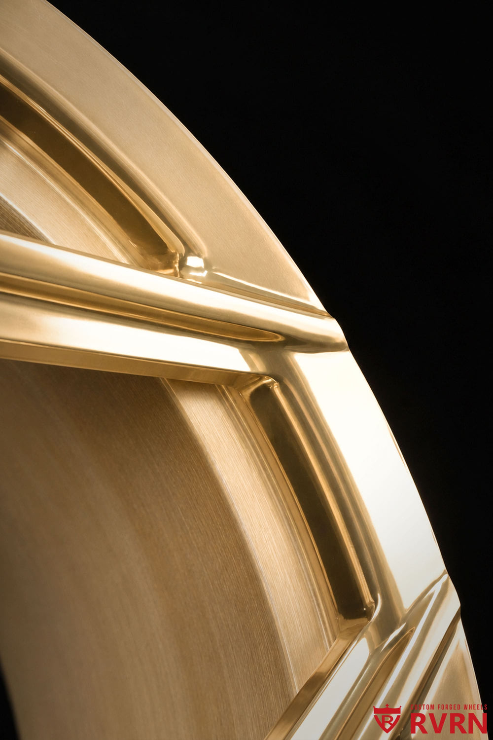 Close-up of C8 Z51 Polished Frozen Gold rims showing premium surface finish and custom forged wheel details