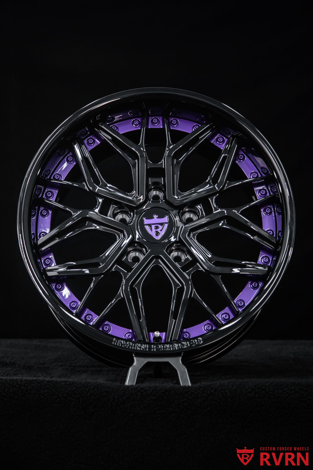 RVRN RV-T081 Jeep Wrangler wheels in Grape Purple with Gloss Black spokes and barrel, 17x8.5 +10MM custom fitment