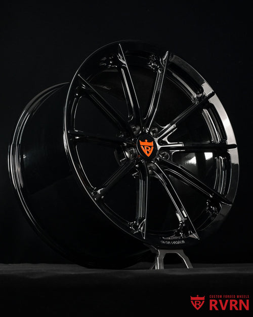 Gloss black McLaren Artura custom wheel fitment with RV-MC29 forged wheels engineered for supercar performance