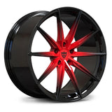MJ02 Black and Red Forged Wheel 1-Piece Monoblock for Corvette C8 Z06