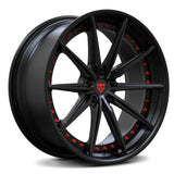 MJ02 Matte Black Forged Wheel with Red Rivets for American Muscle Corvette