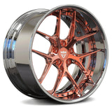 Bespoke Chrome and Polish Rose Gold RV-DR08 forged wheel, a unique performance choice for Porsche Taycan.