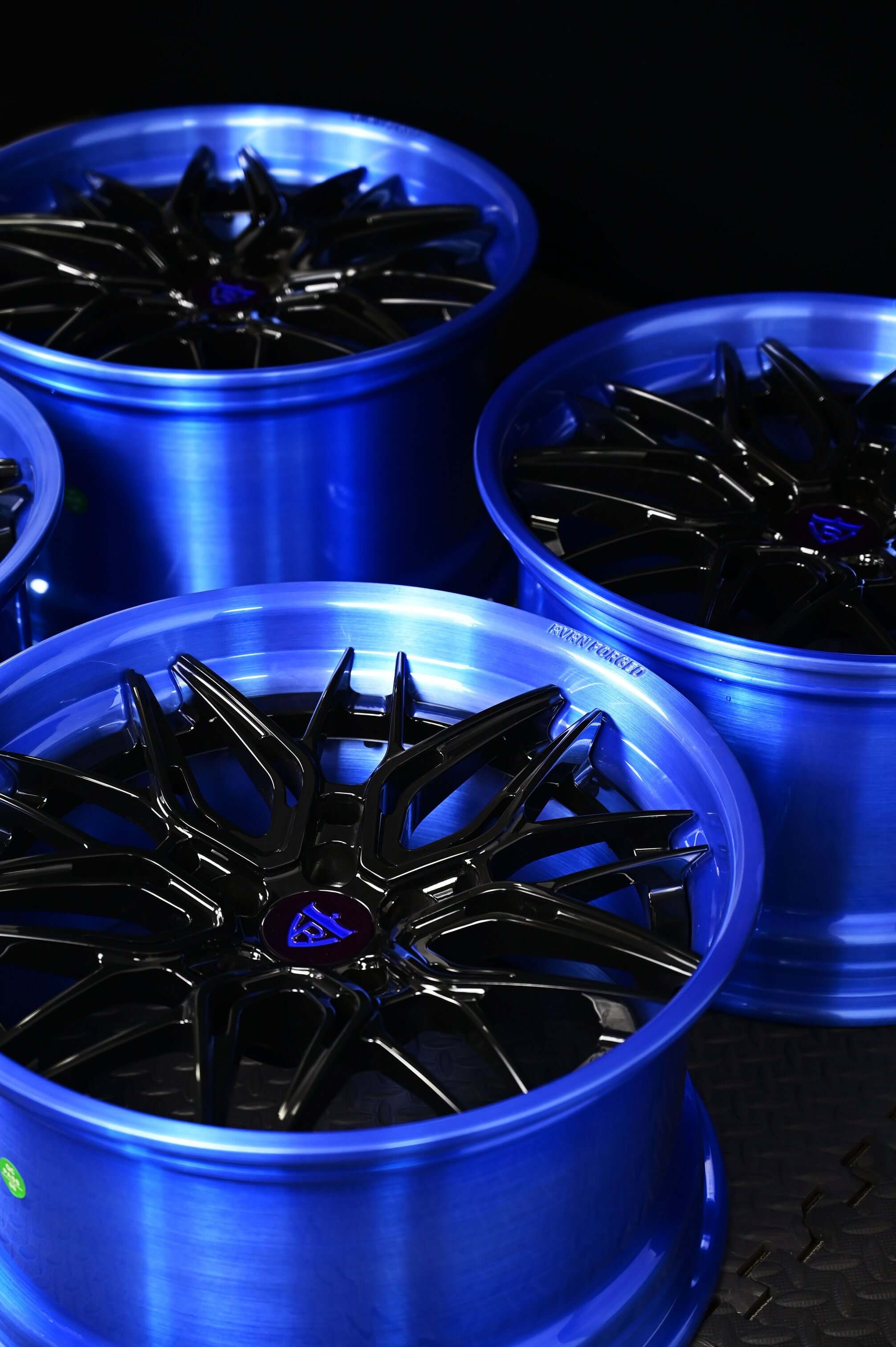 Ford Racing Custom Wheels 2024 Ford Mustang Wheels-19inch Custom Black&Blue Concave Rims