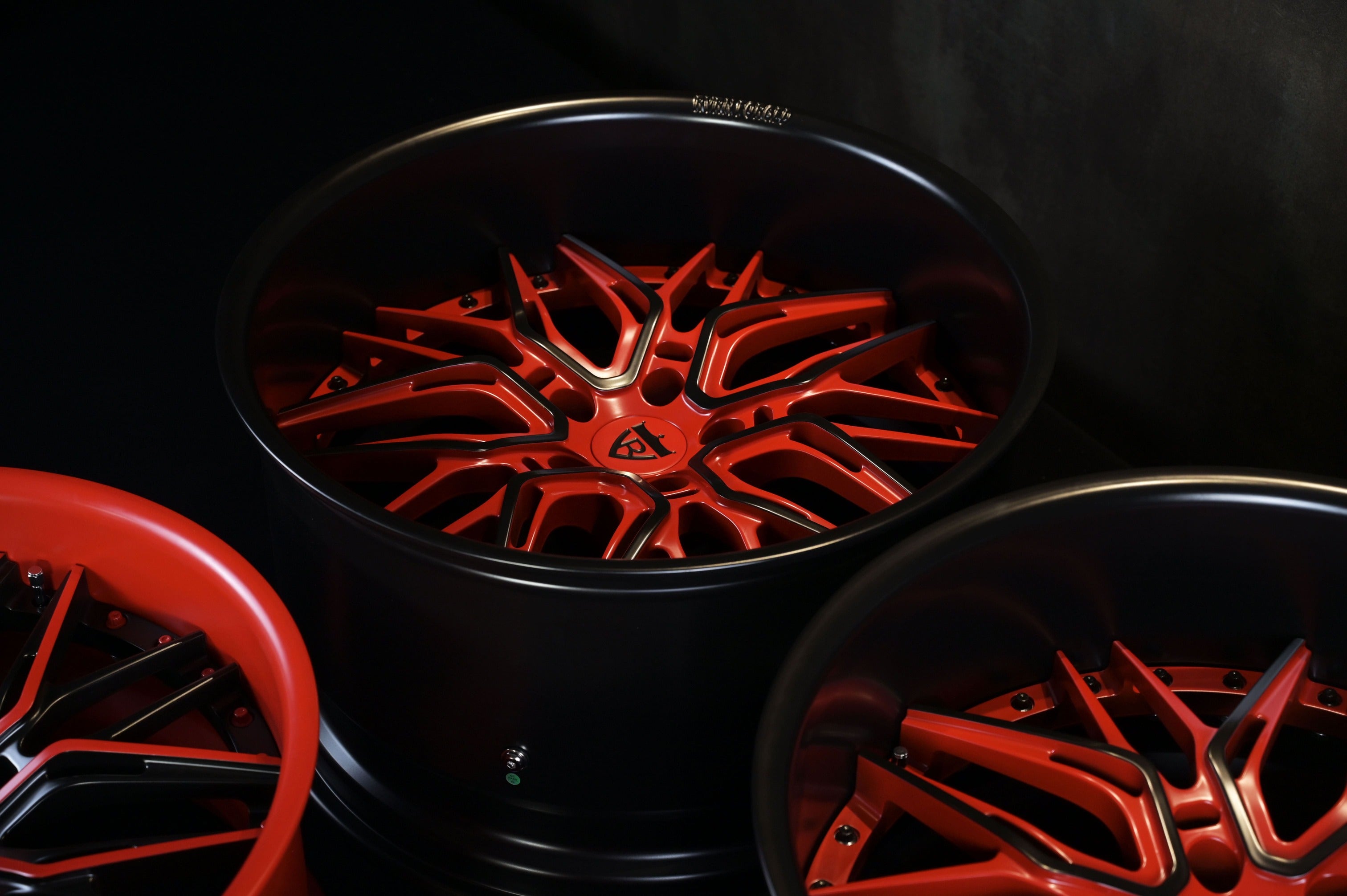 2023 Corvette C8 Z51 Widebody Custom Deep Dish Wheels-RVRN T081 Forged 2pc Rims-Red and black