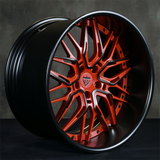 Red and black rims, custom forged deep dish wheels for Corvette C8 Z51 widebody-2-piece wheels series RV-T081