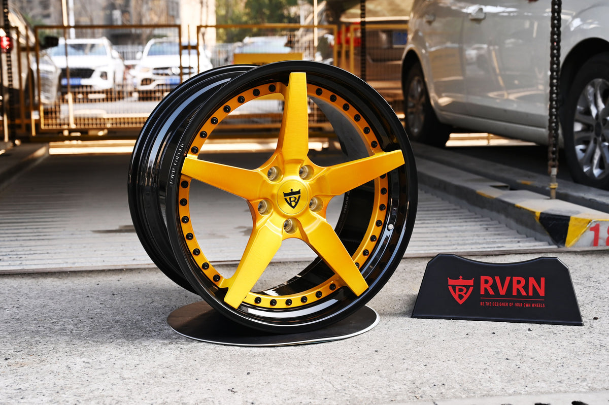 corvette c8 custom wheels&rims -RVRN custom forged 2-piece 5 spoke gold wheels