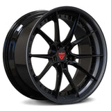 Luxury car wheels with a sleek black and carbon fiber finish for Aston Martin-RVRN Wheels-Custom Forged 2-Piece RV-DB082