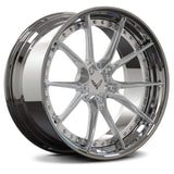 Brushed Aluminum Corvette C8 rims with chrome barrel – custom luxury wheels
