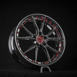 RVRN Chrome with red hardwares 10-spoke forged wheels for Corvette C8 luxury sports cars