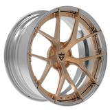 Custom 2-piece forged wheel series RV-DB189 in bronze and silver finish, perfect for BMW M4 and more.