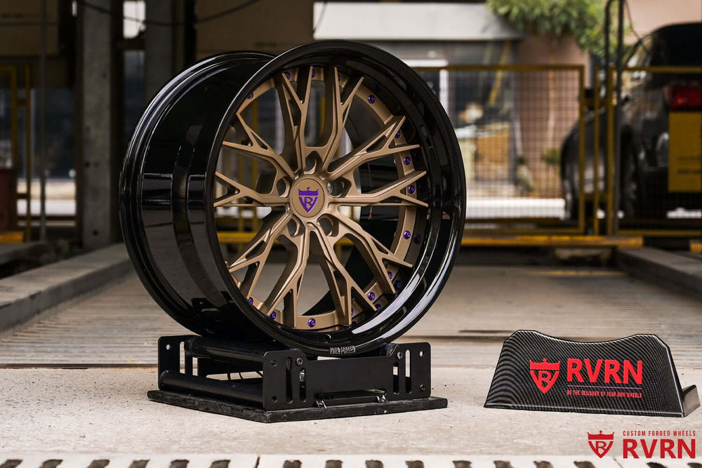 Custom 2-piece deep lip rims for Dodge Durango featuring step lip forged wheels in a sleek black and gold design.