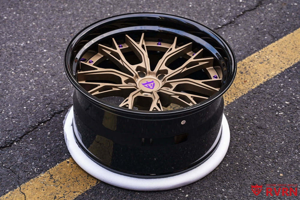 Custom step lip forged wheel for Dodge Durango, showcasing a striking design with a deep lip and unique gold accents.