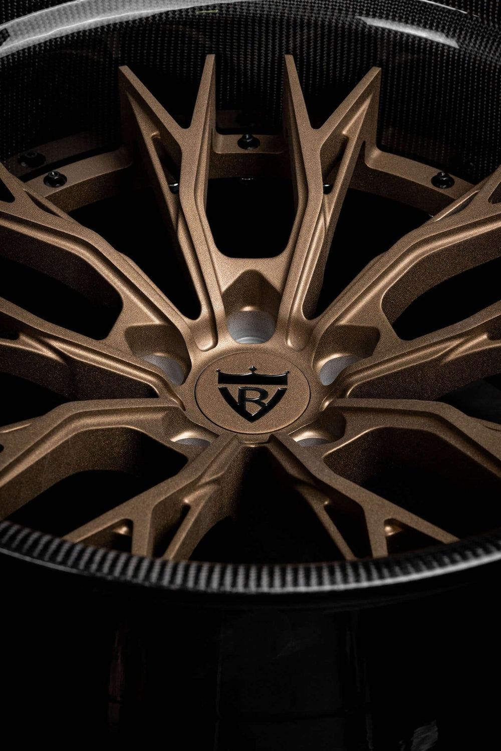 Close-up of a custom forged step lip wheel with a deep dish design, perfect for Corvette C8 enthusiasts.