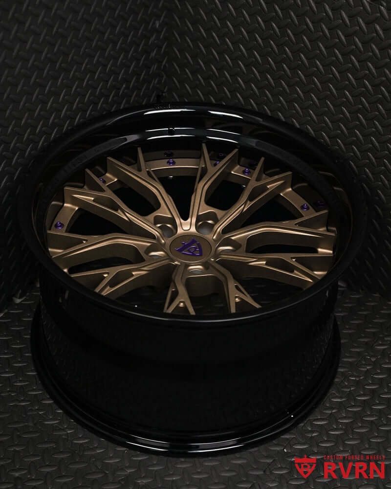 Custom bronze and black forged wheel for Dodge Durango featuring step lip and deep lip design.