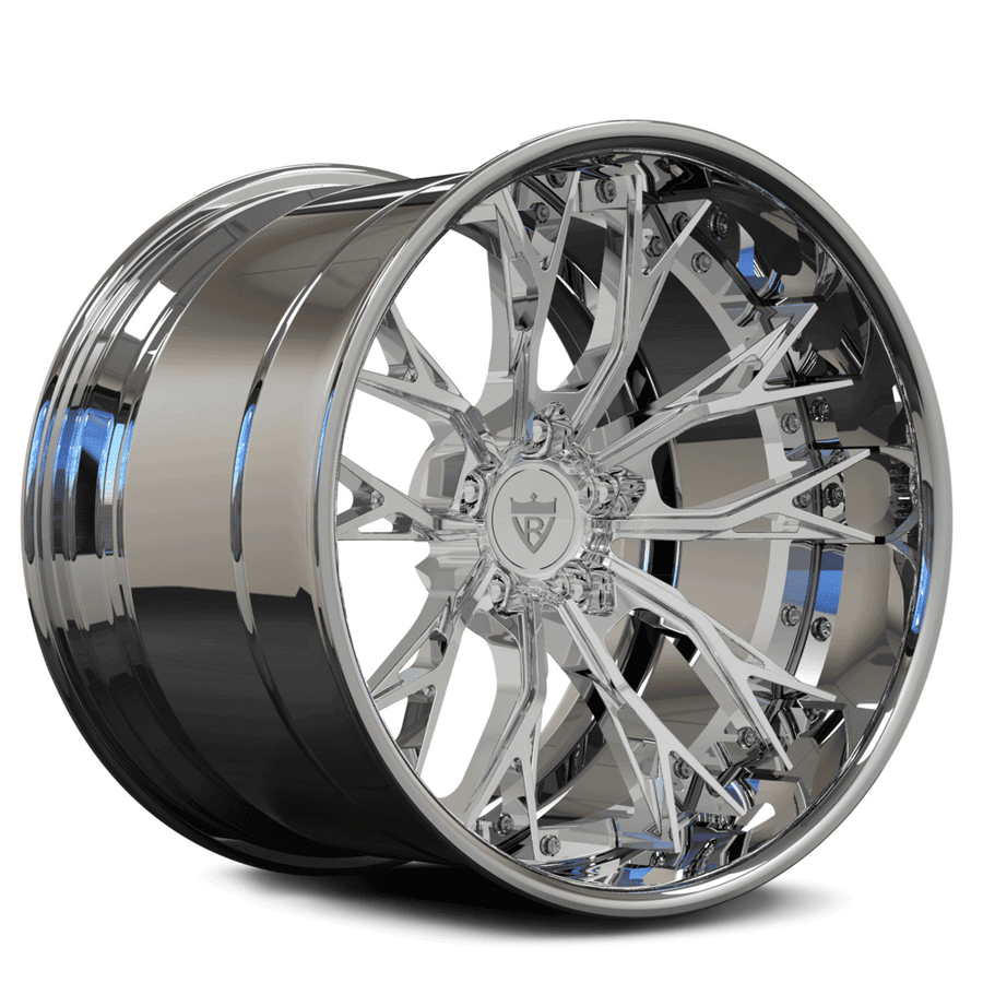 Chrome deep dish rims for mustang, camaro American classic muscle cars with 17inch-26inch sizes, RVRN custom forged 2-piece wheels series