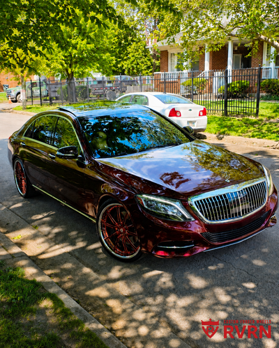 2015 Mercedes Benz S 550 on RVRN RV-DC05 forged wheels 22x8.5 front 22x9.5 rear polished rose gold and chrome rims