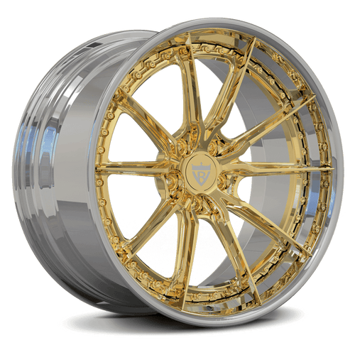 Wheels for Corvette C1-c8 z06 with any color option, gold and chrome rims, RVRN Custom Forged Wheels RV-DC04 Series