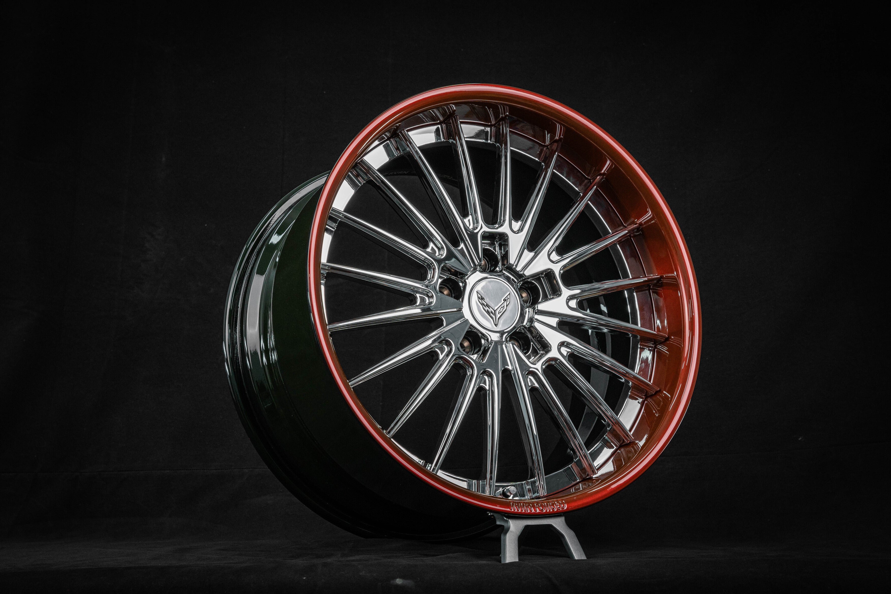 2020 Corvette C8 Stingary Z51 Custom aftermarket performance Red-Black and Chrome 2pc RVRN Forged-DC08 Series