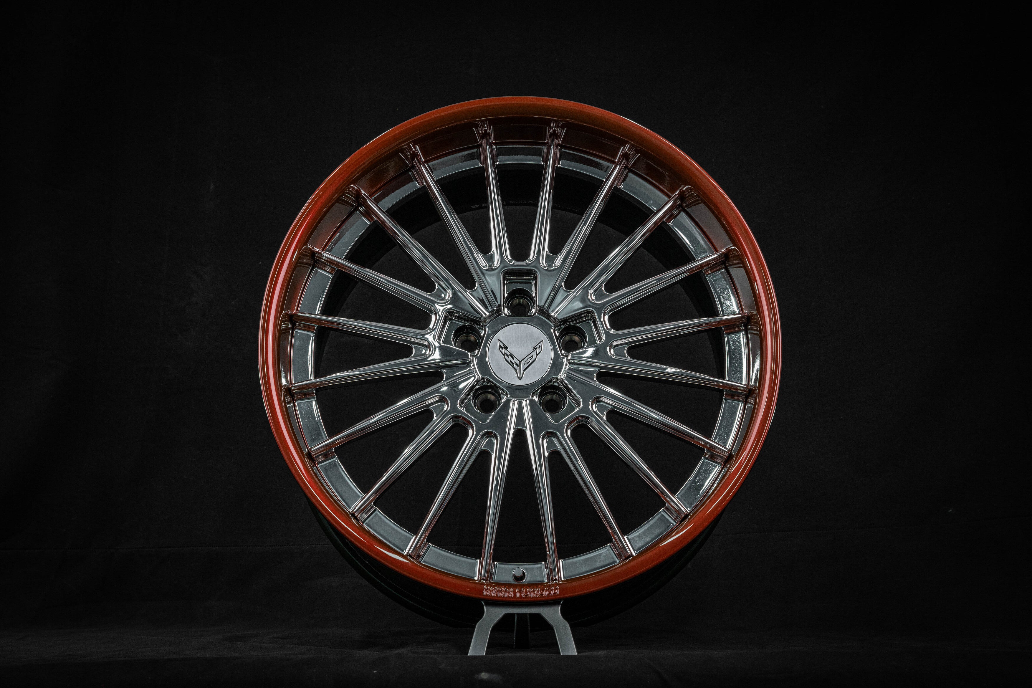 Corvette C8 Stingray Z51 Custom Forged 2-piece Wheels:Black & Red ...