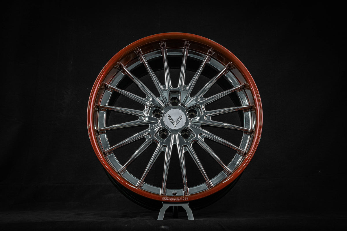 2020 Corvette C8 Stingary Z51 Custom aftermarket performance Red-Black and Chrome 2pc RVRN Forged-DC08 Series