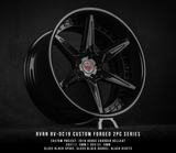 RV-DC19 custom forged 2-piece wheel for Dodge Charger Hellcat with gloss black spoke, black barrel, black rivets