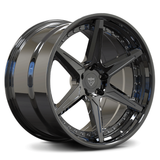 Custom forged black chrome concave wheels, perfect upgrade for C8 Corvette and aftermarket wheel enthusiasts.