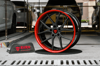 Exclusive 1-of-1 luxury wheel with red lip and black barrel for Aston Martin Vantage
