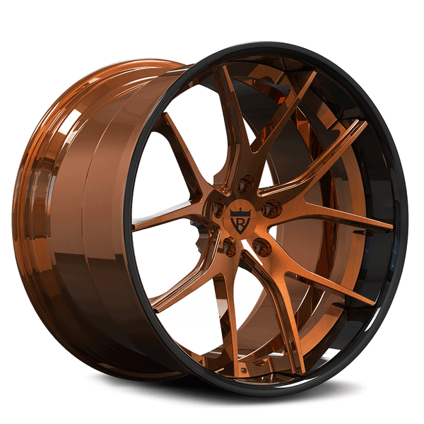 Custom forged concave wheel RV-DC24 in bronze finish for Corvette C8, machined from aerospace-grade 6061-T6 aluminum alloy.