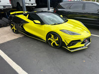 Rear quarter view of 2022 Corvette C8 highlighting gloss black barrel and perfect fitment of RVRN forged wheels