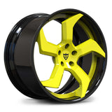 RVRN Wheels RV-MC25 Forged 2-Piece Wheels Series - Color-Matched Corvette Accelerate Yellow and Black Custom Forged Wheels for Corvette C8