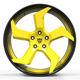 RVRN Wheels RV-MC25 Forged 2-Piece Wheels Series - Color-Matched Corvette Accelerate Yellow and Black Custom Forged Wheels for Corvette C8