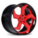 Red and Black Custom Forged 5-Spoke Wheels for Corvette C8 - RV-MC25 2-Piece Rims Series by RVRN Wheels