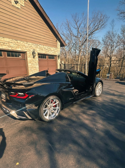 Corvette C8 Z06 DC26 forged wheels 20x10 21x13 brushed aluminum polished lip front angle